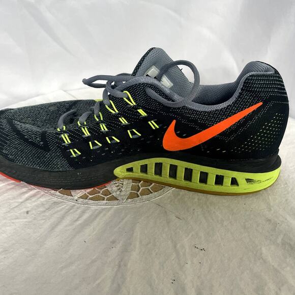 Nike Size 12 Zoom Air Structure 18 Running sneakers shoes Men Gray black neon - Picture 9 of 12